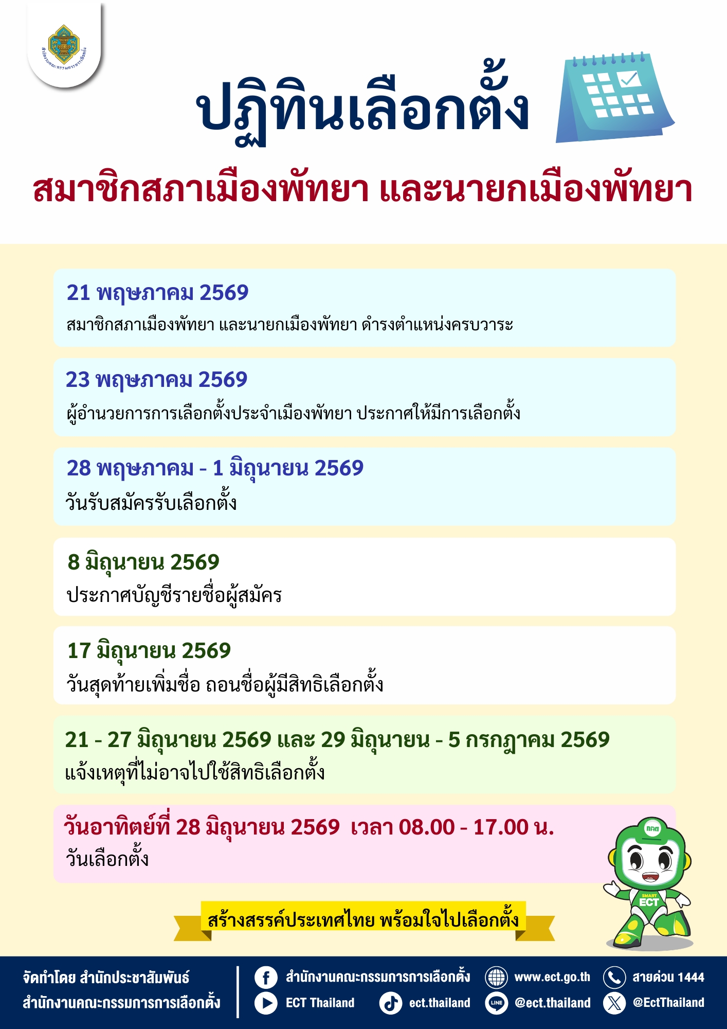 ปฎิทินสมาชิกสภาเมืองพัทยา และนายกเมืองพัทยา